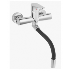 Μπαταρία Κουζίνας Τοίχου Εντοιχισμού με Εύκαμπτο Ρουξούνι Ferro Algeo BAG5FB Χρωμέ Μαύρο